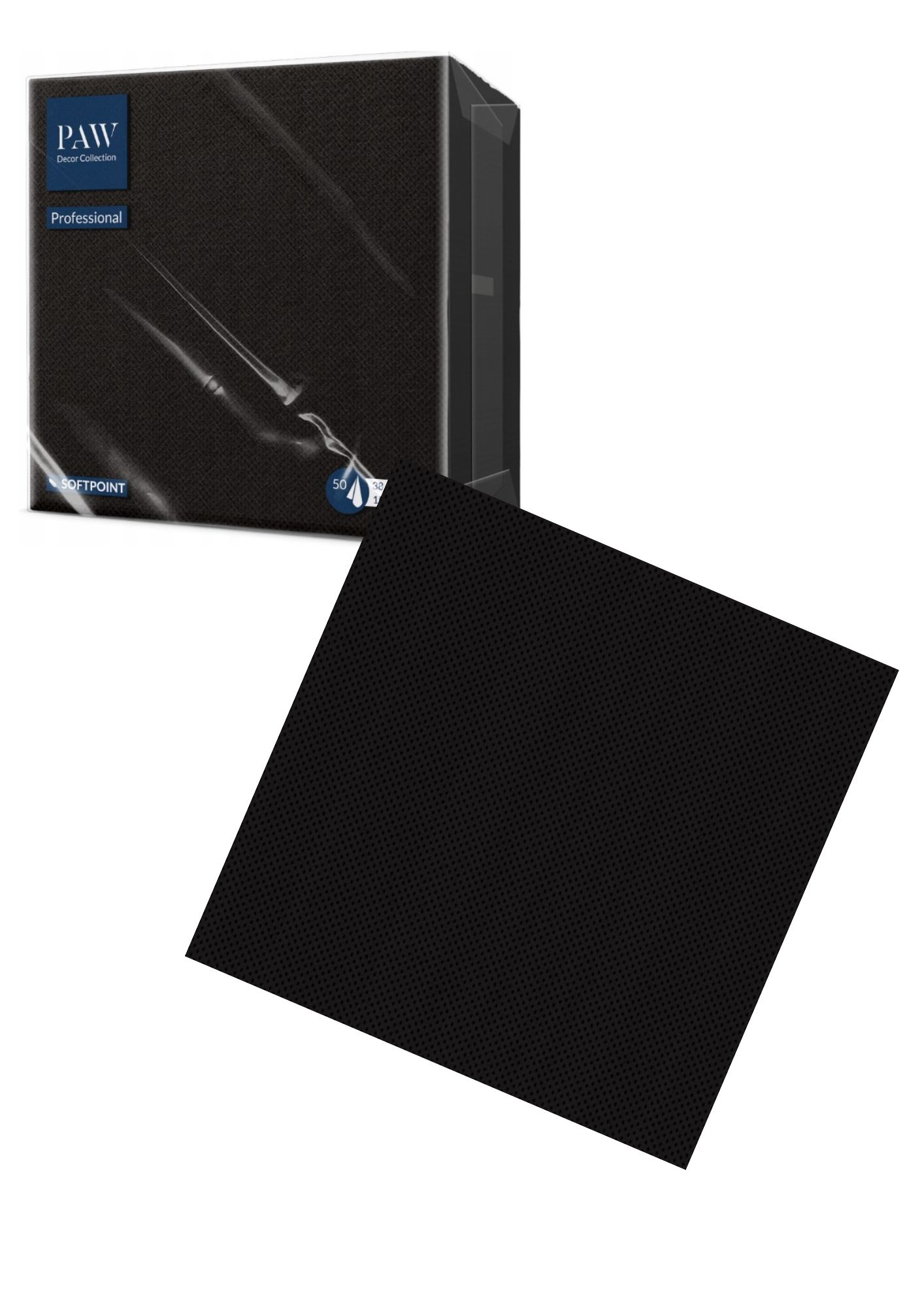 Serwetki 38x38cm Softpoint Unicolor czarne 50szt PAW